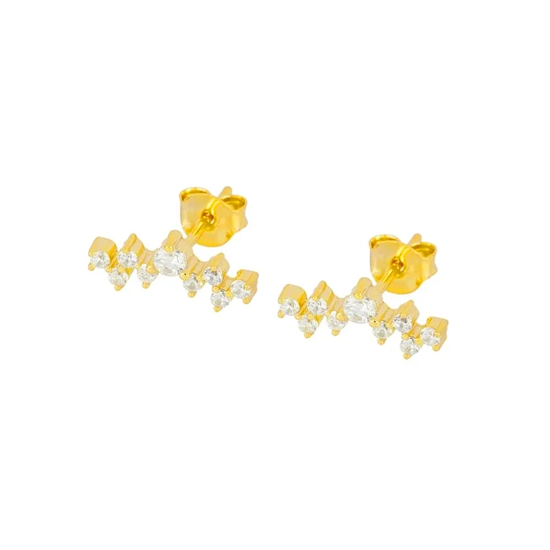 

2021 hot sale mini diamond 18K gold plated zircon stud earrings for women jewelry, Gold/white