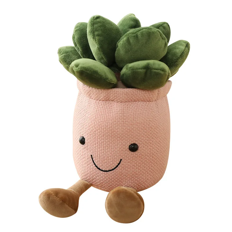 

Free shipping Literary fan smiling face succulent tulips green plant ornaments doll balcony decoration plush toy dolls