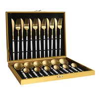 

Knife Fork Spoon 16/24 Pcs Matte Gold Black White Flatwar Stainless Steel Wedding Cutlery Set