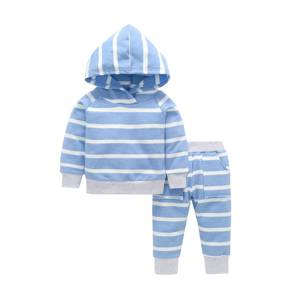 

Mudkingdom Wholesale Baby Boutique Clothing Set Sport Style Toddler Girl Comfortable Fall Outfit Infant Stripe Hoodie Tracksuit