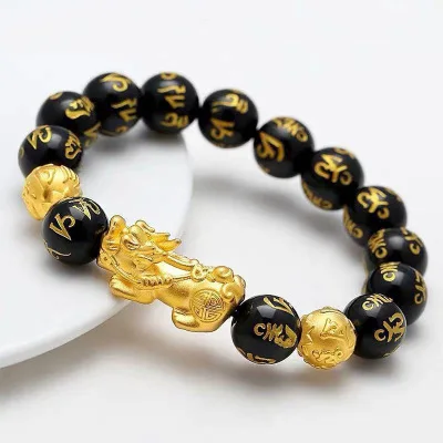 

FengShui pulseras de la riqueza Wealth PiXiu Bracelet Black Obsidians PiXiu Bracelet