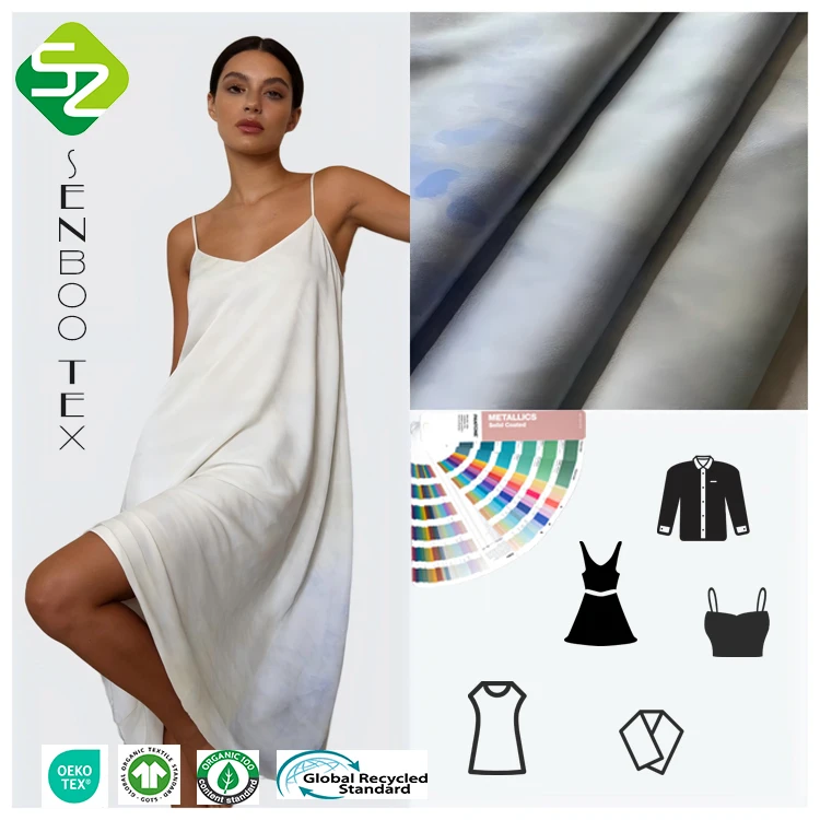 100% Pure Silk Sateen Fabric 142cm 16 mm Width Breathable Elegant Shiny Plain Dyed with Nice Designs for Dresses Weddings