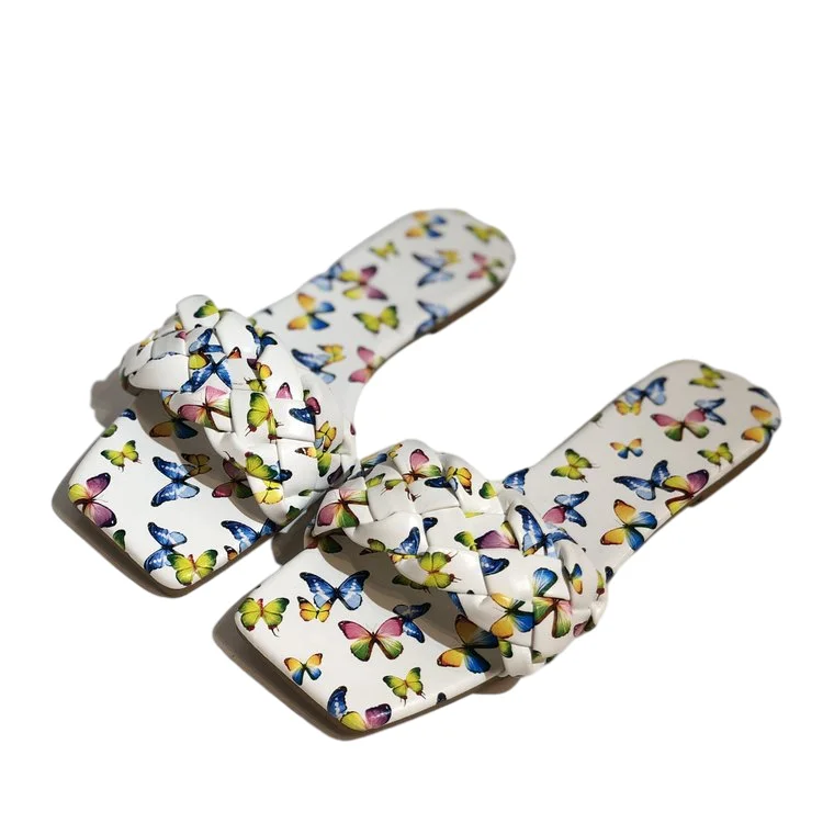 

2021 Summer Double Straps Outdoor Slippers Flat Shoes Rhinestones Sandals For Women And Ladies