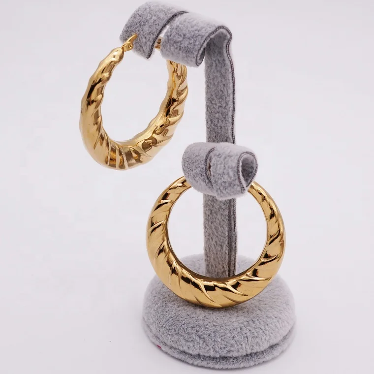 

Women Gold Plated Accessories Stainless Steel Twist Circle Hoop Earrings