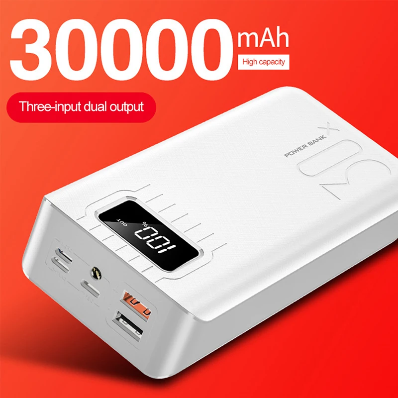 Hot Selling Power Bank 30000mAh Portable Charging PowerBank USB PowerBanks External Battery Charger Custom Logo