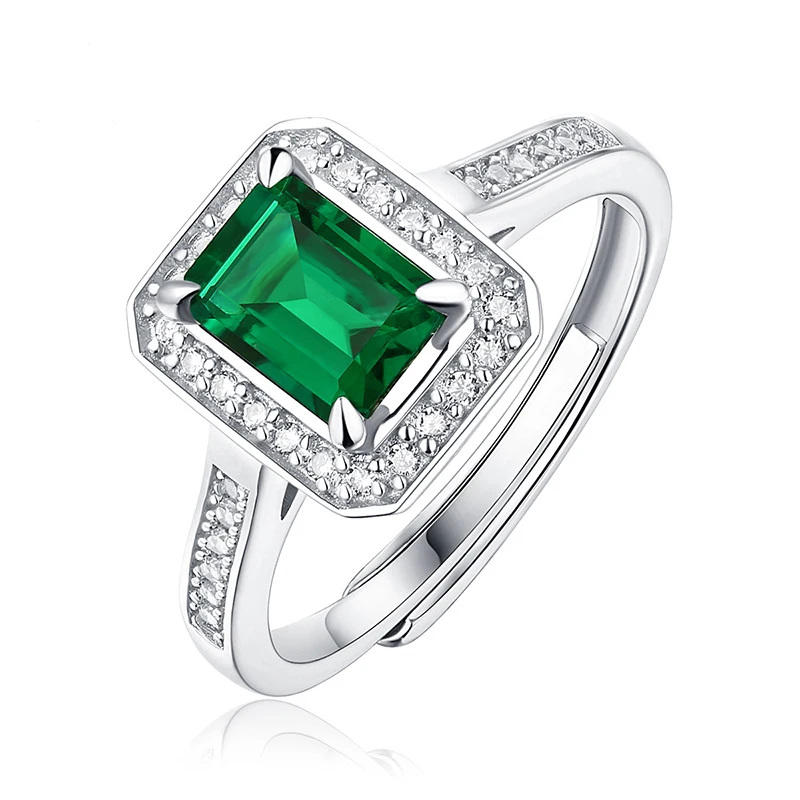 

Wholesale Popular Fashion Jewelry Emerald 925 Sterling Silver Hypoallergenic Ring For Women