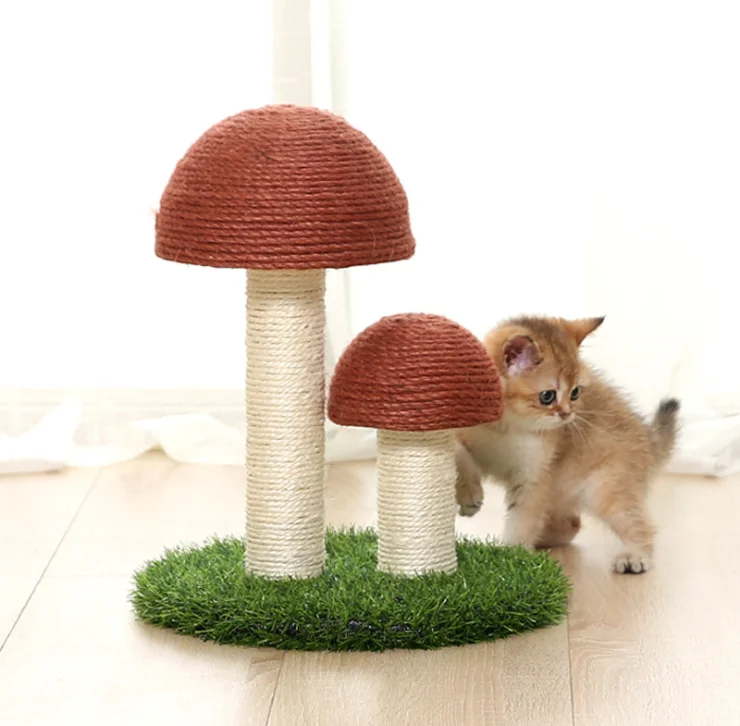 

EASYPLUS Cat Tree House Scratcher Funny Mushroom Scratch Post, As picture