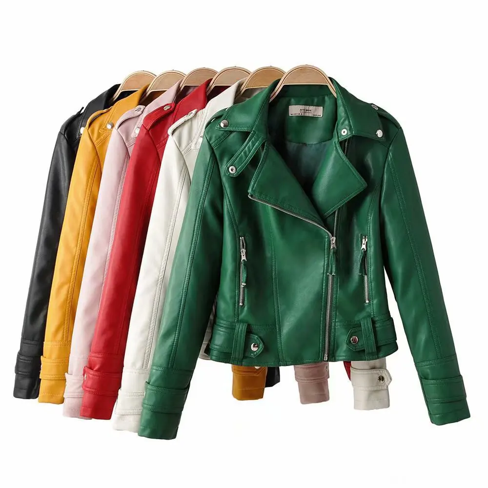 

2020 New Autumn Women Leather Jacket Female Coats Short Biker Jacket Women