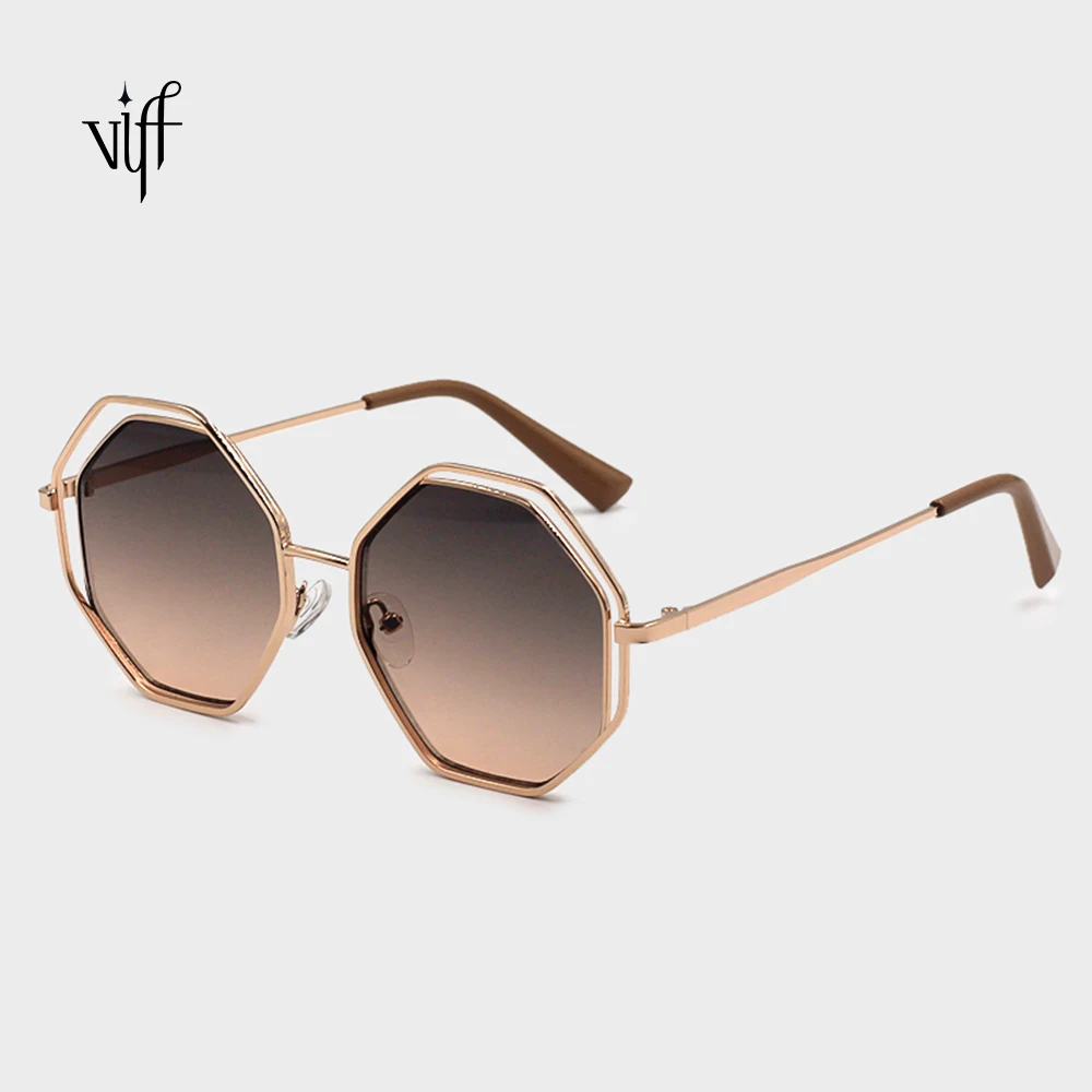 

VIFF HM18495 Metal Frame Fashion Sunglasses Films Lens UV400 polygon Sunglasses