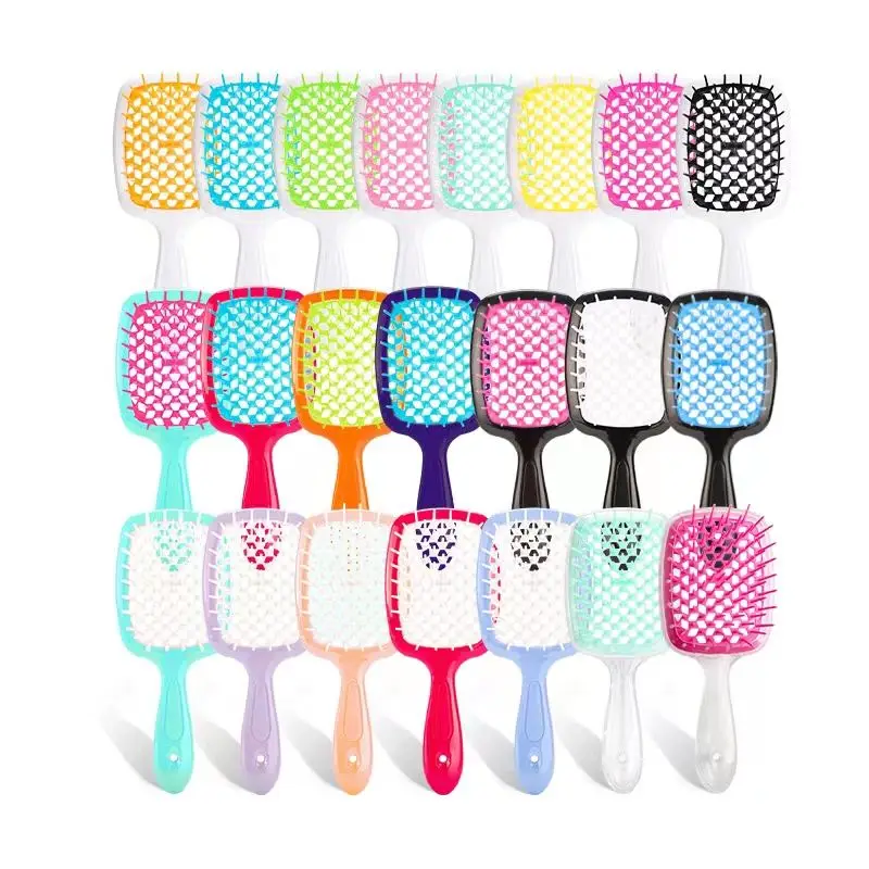 

Factory Wholesale Wide Teeth Combs Wet Brush Detangling Hair Brush Hollow Out Massage Comb