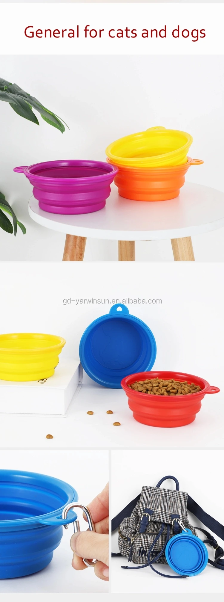 colorful pet dog Food Tray Plate portable folding rubber pet bowls