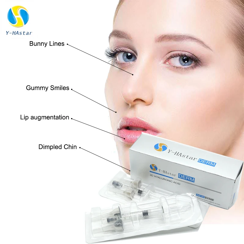 

Anti aging 2ml cross linked facial dermal filler injection gel acido hialuronico hyaluronic acid lips for sale, Transparent