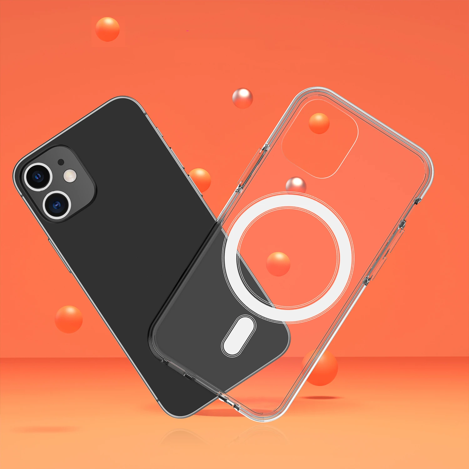 

Magnetic Wireless Charger Phone Case Clear TPU PC Mobile Case For iPhone 12 13 Pro Max