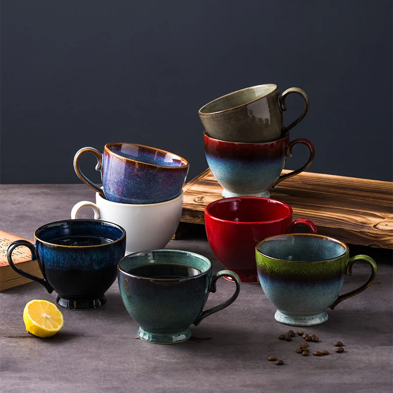 

Japanese Style Mugs Multicolor Glazed Porcelain Coffee Milk Tea Mug, 8 colors are available