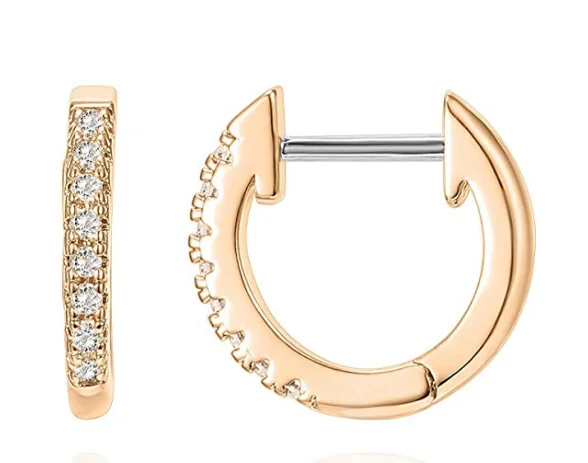 

925 Sterling Silver Hoop Gold Plated Earrings Zircon CZ for Women