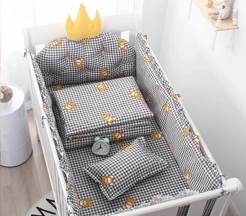 9pcs Children Cotton Bed Sheet Pillow Quilt Newborn Infant Design Cot