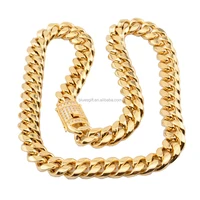 

Blues RTS Yellow Gold PVD Plating Stainless Steel 10mm Iced Out Chain For Men
