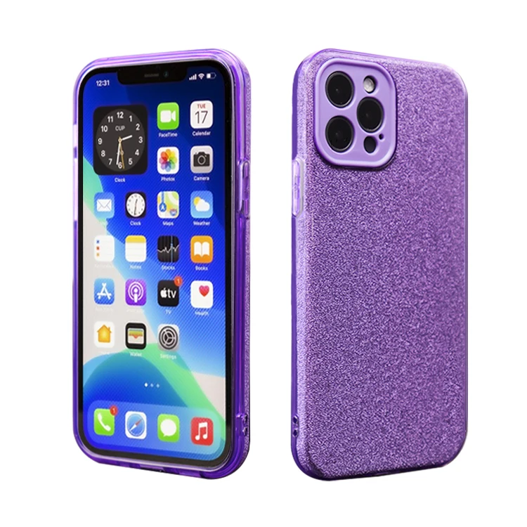 

3 in 1 Glitter tpu pc combo Accurate Hole camera protection cell phone case For iphone 12 pro max 6.7 bling back cover