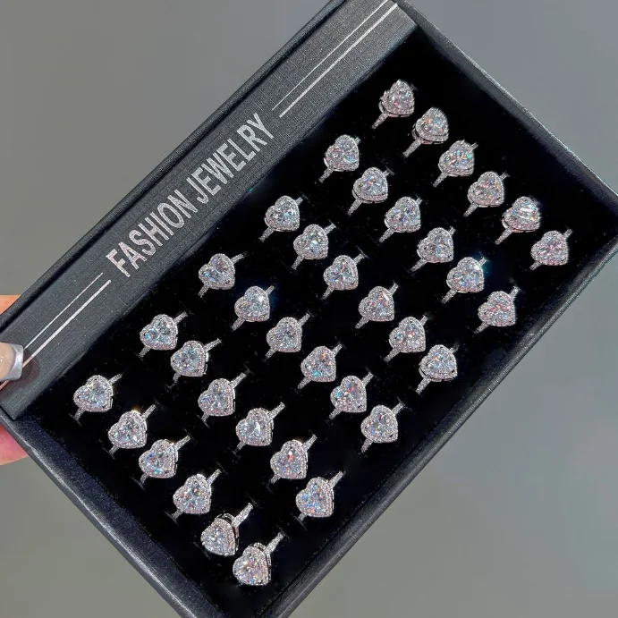Cz Zirconia Jewelry Engagement Eternity Band Promise Ring 925 Sterling Silver Wedding Rings for Women