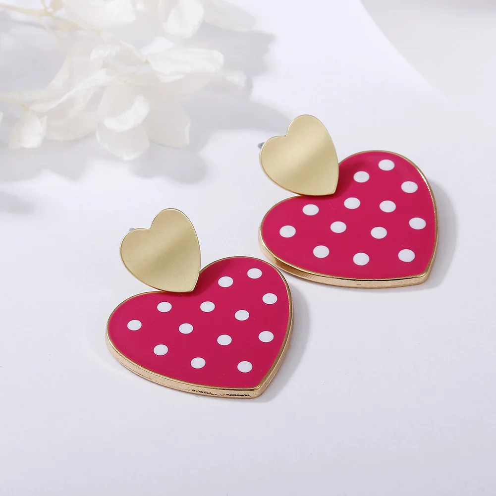 

Trendy metal geometric studs Heart shaped korean earring for women