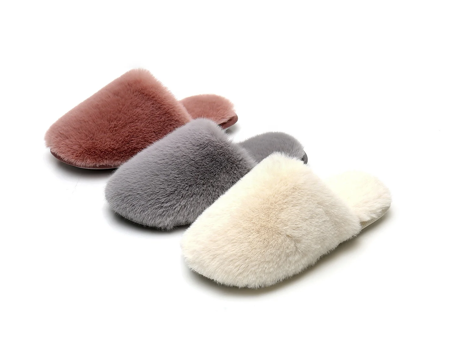 

Faux Fur Pink Winter Plush Fuzzy Indoor Closed Toe Home Slipper for Women, Pink,grey,white,black...