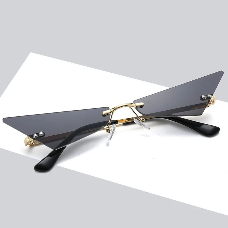 

2021 dcoptical New triangle metal rimless fashionable iron cat eye sunglasses for women female