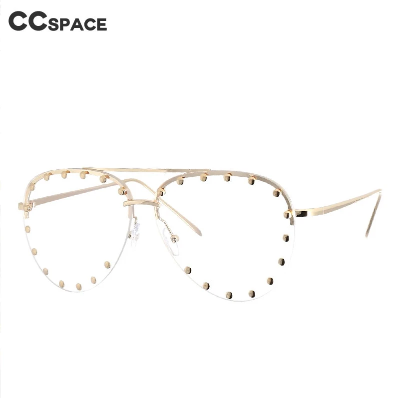 

Ladies Metal Rivet Pilot Sunglasses Women Luxury Personality Glasses Designer Eyewear Transparent UV400