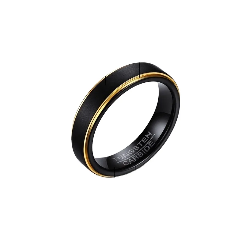 

Trendy 5mm Matte Polished Brushed Rings Men Black Tungsten Carbide Ring Jewelry