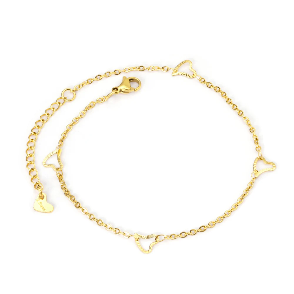 

New Design High Quality Stainless Steel Women Gold Heart Anklet, Gold/silver available