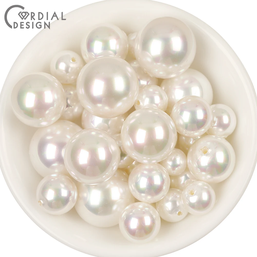 

Loose Beads Cordial Design 8MM-18MM DIY Beads Making Half Hole Imitation Pearl Beads Aurora Effect Hand Made Jewelry Accessories
