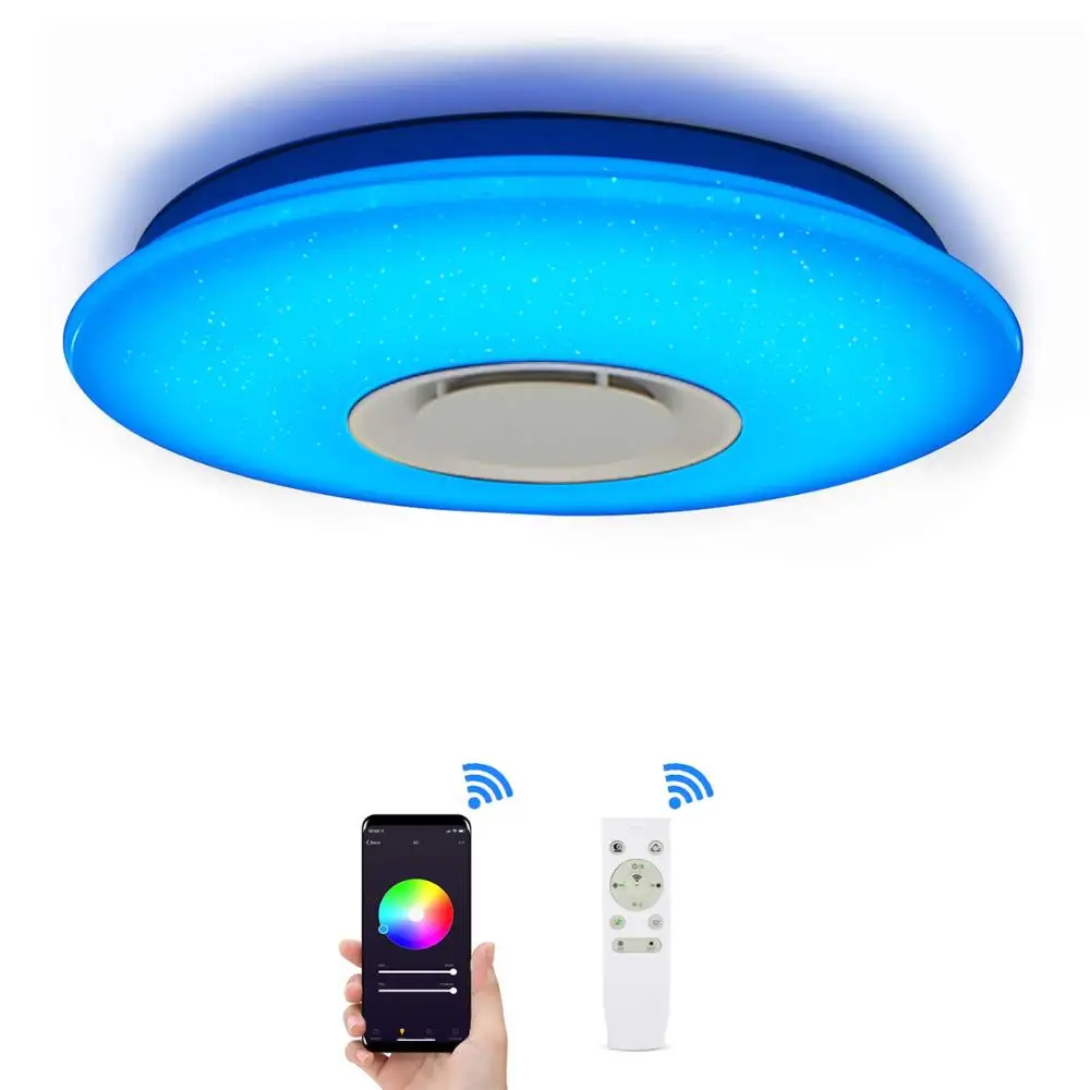 Ceiling Light with Smart Alexa WiFi Ceiling Lamp 36W, LED Ceiling Light Dimmable Multi Colour with Bluetooth-Speakers