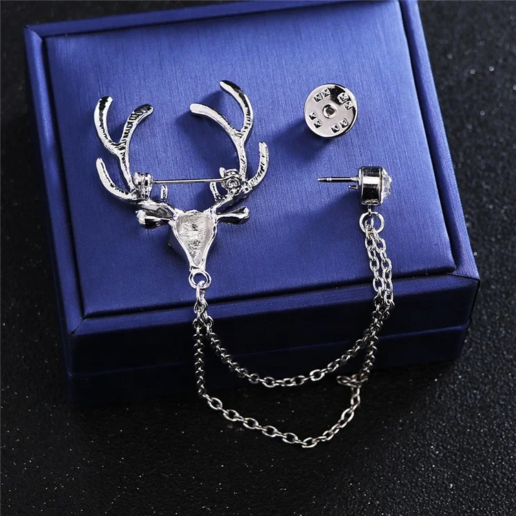 

Delicate metal men shirt suit animal deer collar pin Christmas pin Elk brooch, Different color