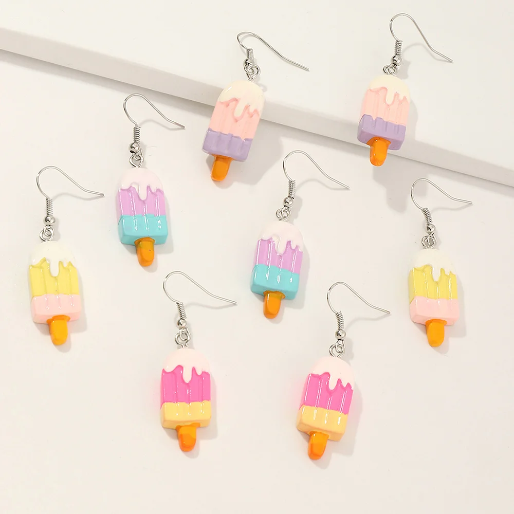 

Wholesale Fashion Cartoon Colourful Earrings Set Ice Cream Acrylic Earring Display For Girls, Colourfu