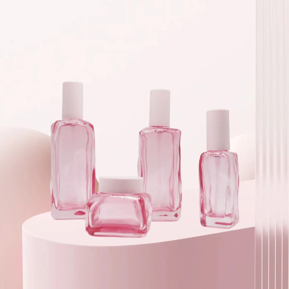 

New Special Design Cosmetic Bottle Set 40ml 100ml 120ml Pink Lotion Pump Bottles