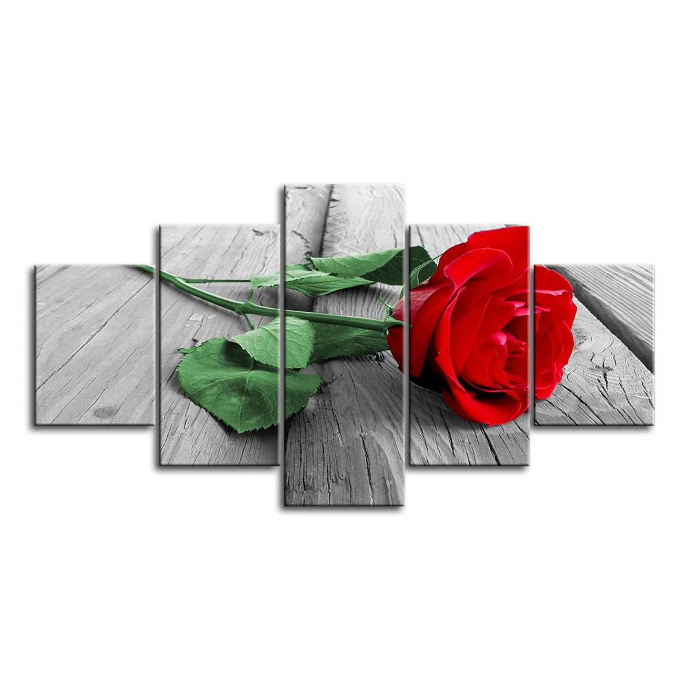 

Canvas HD Print Painting Modular Pictures Modern 5 Piece Red Rose Flowers Living Room Poster Frame Wall Art Home Decoration