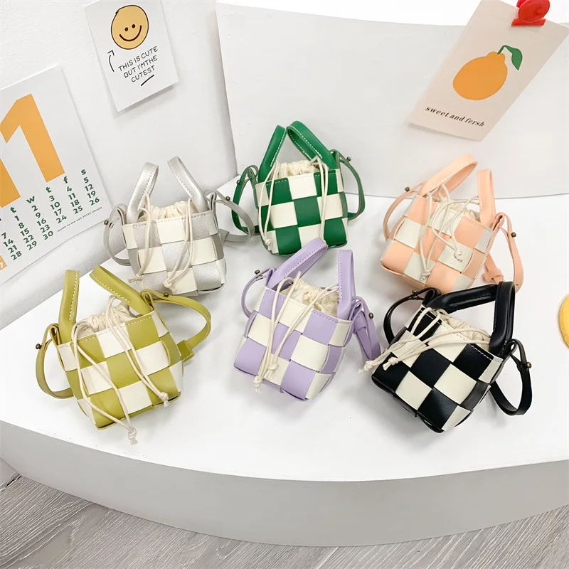 

Kids Mini Shoulder Bag Women Handbags Purses 2022 Vintage Crossbody Bags for Baby Girl Square Weave Bag