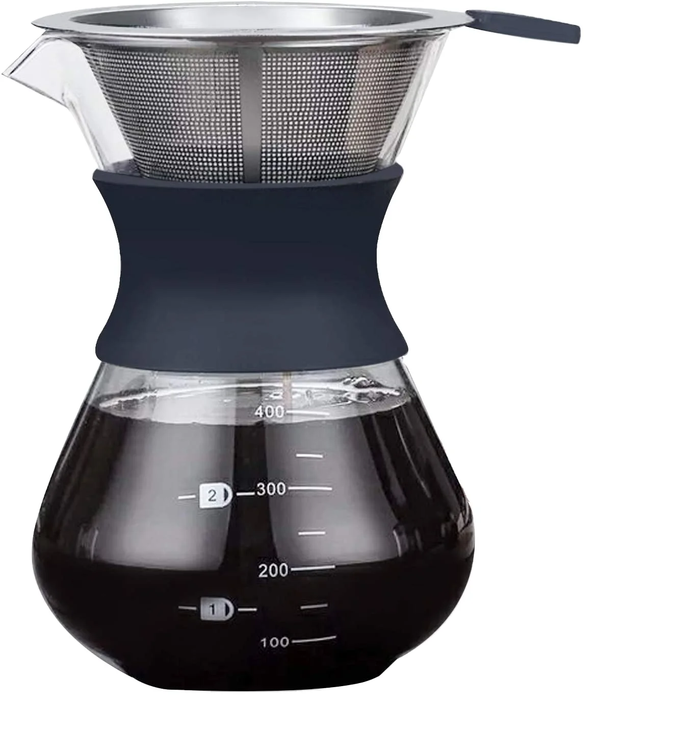 

Reusable Double Mesh Stainless Steel filter Coffee Tool pour over coffee dripper set glass pour over coffee maker