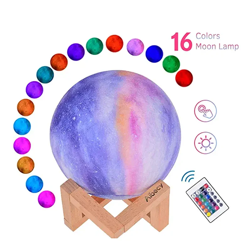 Fast delivery romantic gift 20cm 24cm 3d moon lamp 16 colors starlight led moon light for Lovers children