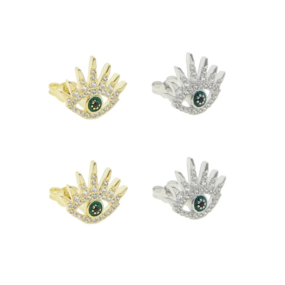 

micro pave cz evil eye stud earring turkish spiked evil eye charm high quality fashion women jewelry