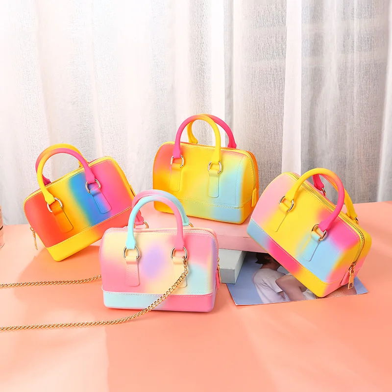 

2021 wholesale kids fashion pvc purse mini yellow jelly purses for women, Color1/2/3/4