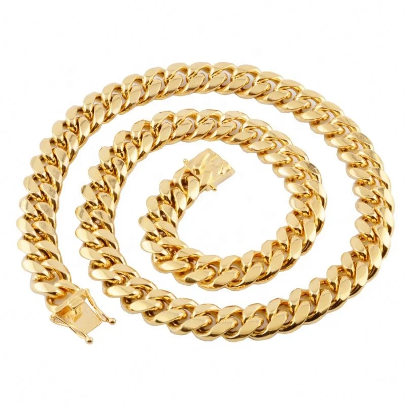

18K Gold Plated Stainless Steel Chain Men Necklace, Gold color