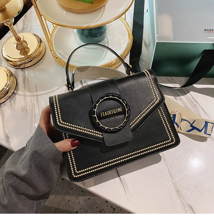 

wholesale Adjustable Shoulder Strap Women Messenger Bag Square Shape bag Hardware Decoration Crossbody handbag, Black,white,khaki
