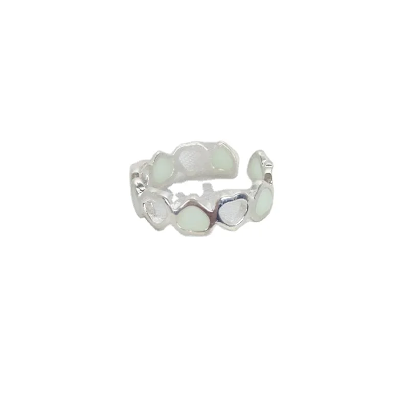 

Creative Noctilucent Heart Fashion Silver Rings Jewelry Women Adjustable Rings