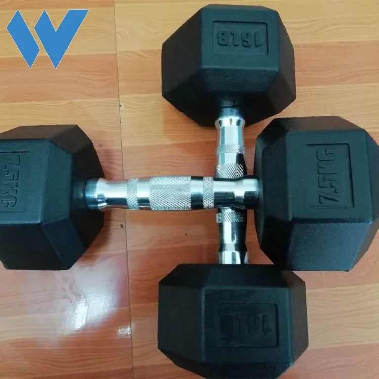 

Hard chrome painting bar Rubber Coated Hex Dumbbell, Optional