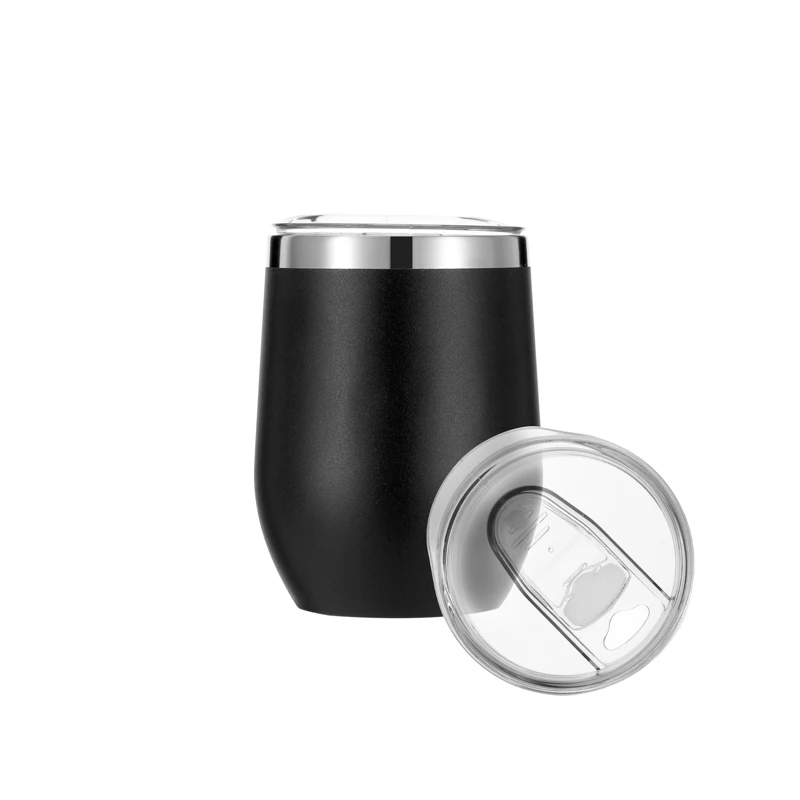 

Stocked 12oz custom logo cold powder coated double wall stainless steel tumbler cups in bulk in white box push cover lid, Black/white/sky blue/pink