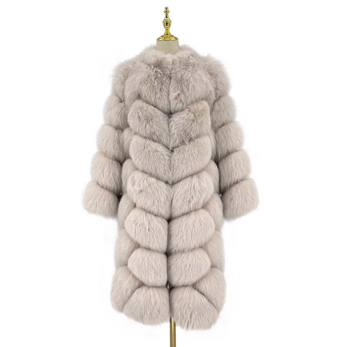

QIUCHEN QC21128 2021 Fashion Winter Fox Fur Coat Mid-length Stand Collar Real Fur Coat, Customized colors