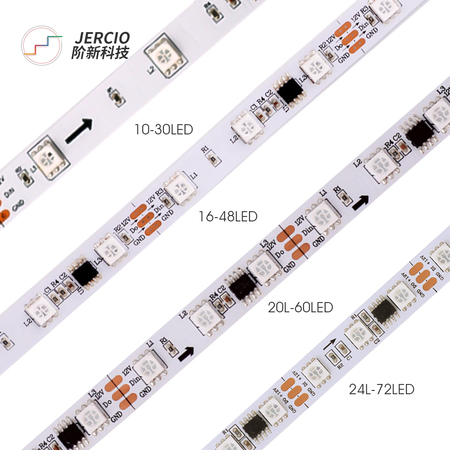 JERCIO SM16703 / WS2811 / UCS1903 / XT1801 5050 RGB DC12V External IC led flexible led strip for decorative lighting