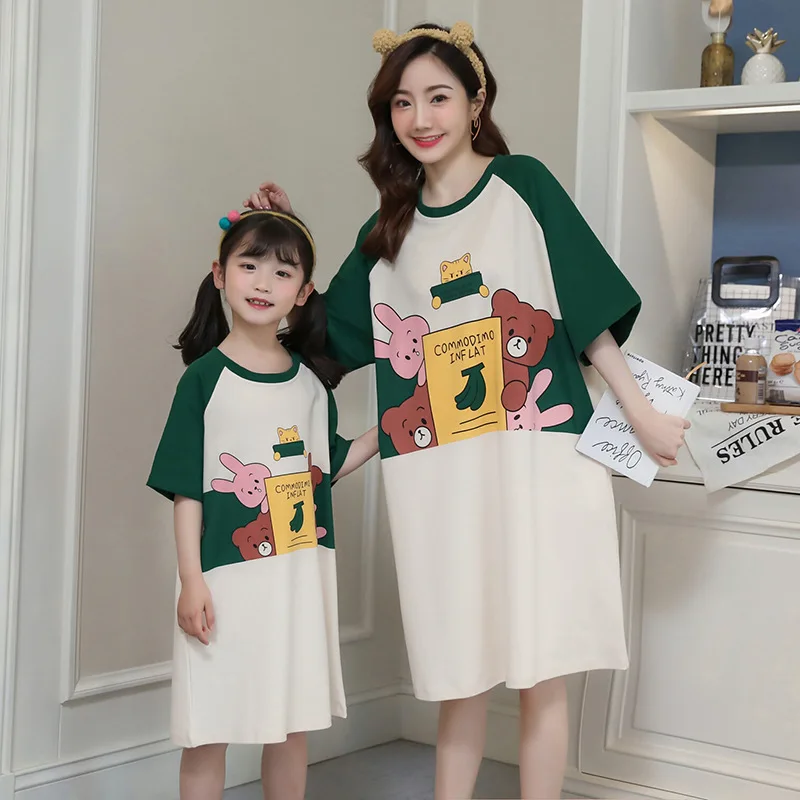 

Children's nightdress women's summer and Korean spring and autumn student home clothes cute thin short sleeve loose, Customizes color