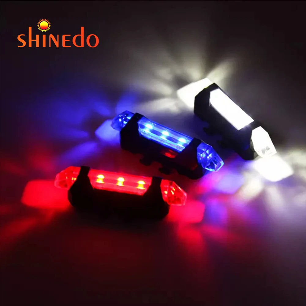 

Luz de bicicleta delantera recargable LED Taillight USB trasero cola seguridad advertencia de ciclismo luz led para la, Red/blue/white