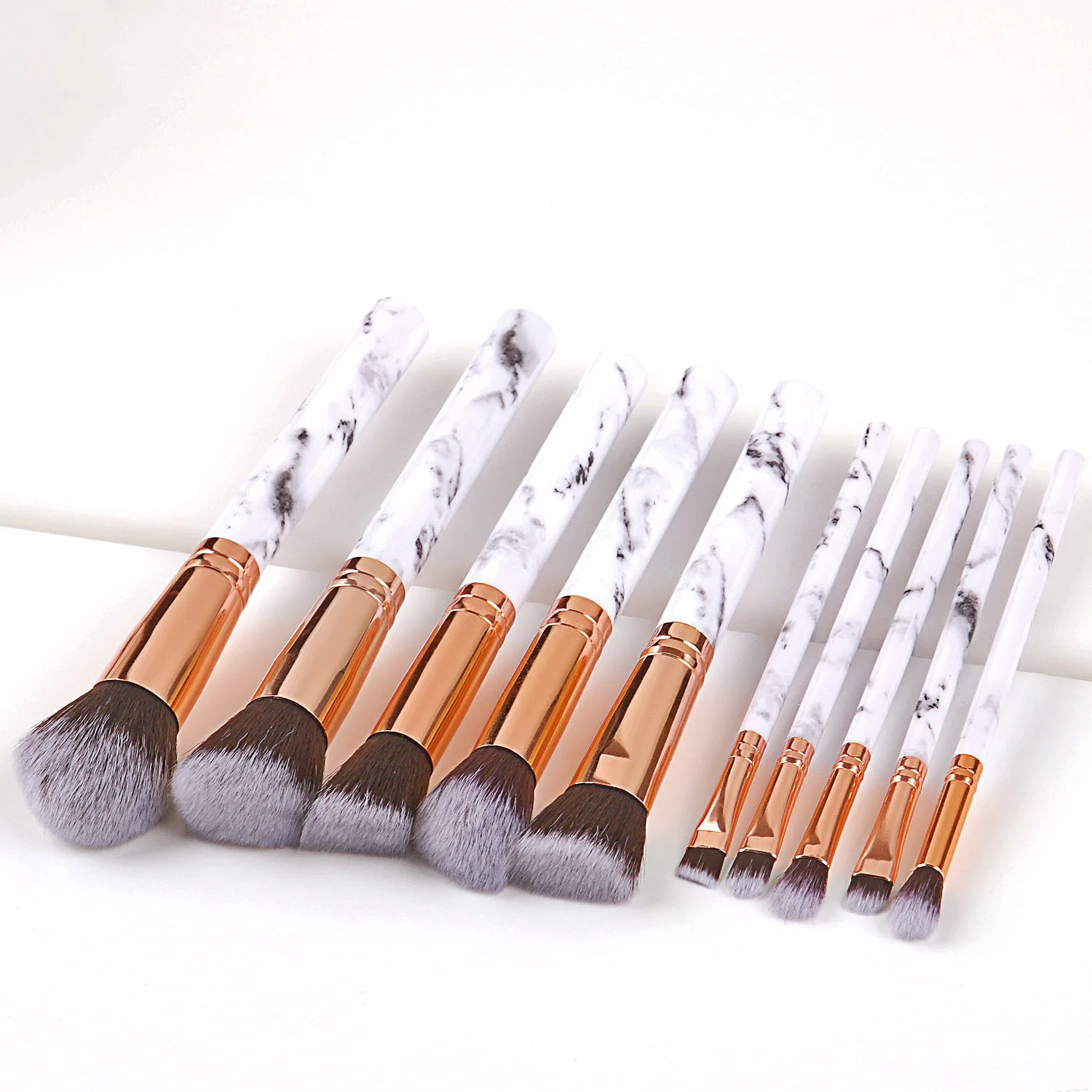 

10 Pcs 2021 Marble Customized Cosmetic Brushes Set Private Label Makeup Brush Set
